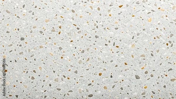 Fototapeta White terrazzo surface texture with gray and golden stone flecks
