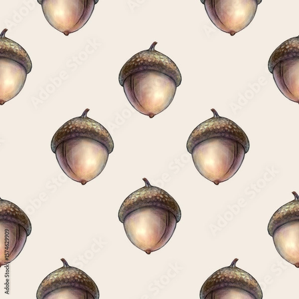 Fototapeta Acorn Seamless Pattern