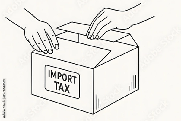 Obraz Import Tax Concept with Package Box Illustration
