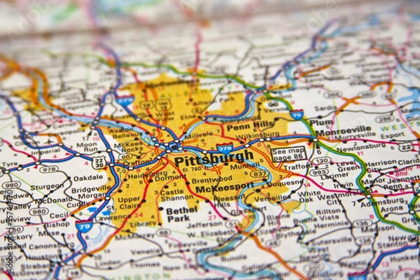 Fototapeta Mapa Pittsburgha