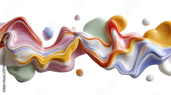 Obraz Vibrant Flow: An artistic rendering showcasing a captivating display of swirling, colorful liquids, each hue smoothly blending together.