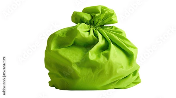 Obraz Green Bag Full: A single, vibrant green bag, its contents concealed within, stands as a symbol of mystery, anticipation, and the unknown.  Its textured surface hints at a hidden treasure.
