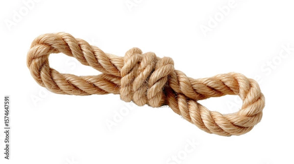 Obraz Coiled Rope: An isolated image captures a length of tightly-twisted rope, meticulously coiled and knotted, hinting at strength and maritime or nautical themes.