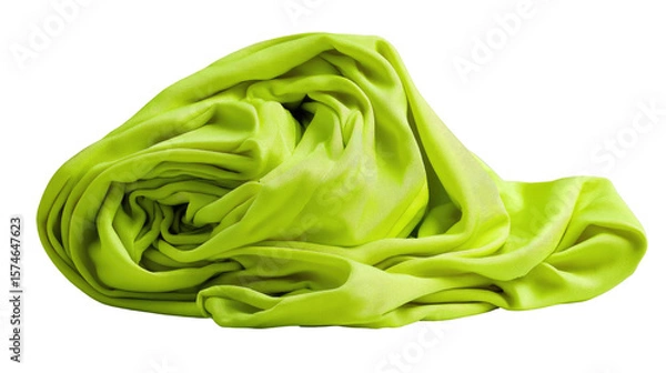 Obraz Lime Green Silk Scarf: Luxurious lime green silk scarf, softly draped and subtly twisted, showcasing its rich texture and vibrant color.