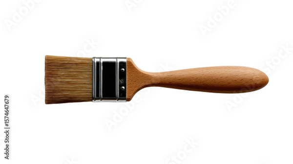 Obraz The Painter's Companion: A close-up shot of a paintbrush, designed to assist in painting or applying paint, a wooden handle and metal ferrule. 