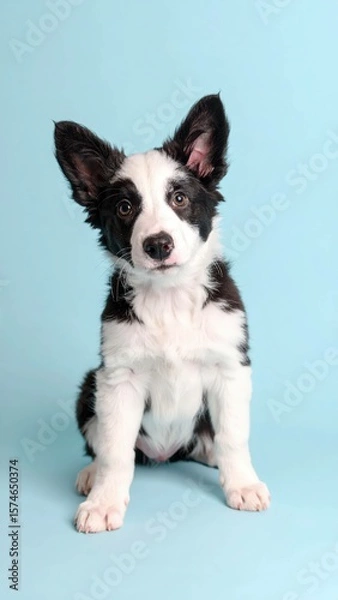 Fototapeta Adorables Cachorros de Border Collie sobre Fondos de Colores, Generated image