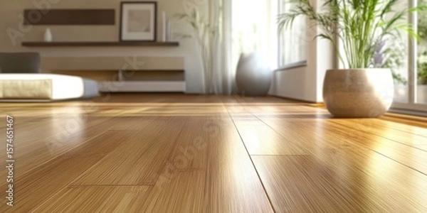Obraz Polished bamboo flooring in a modern living space.