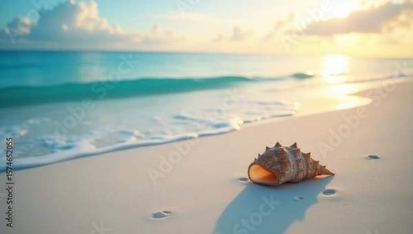 Fototapeta focused shell on the beach