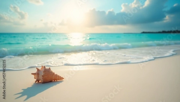 Fototapeta focused shell on the beach