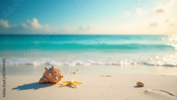 Fototapeta focused shell on the beach