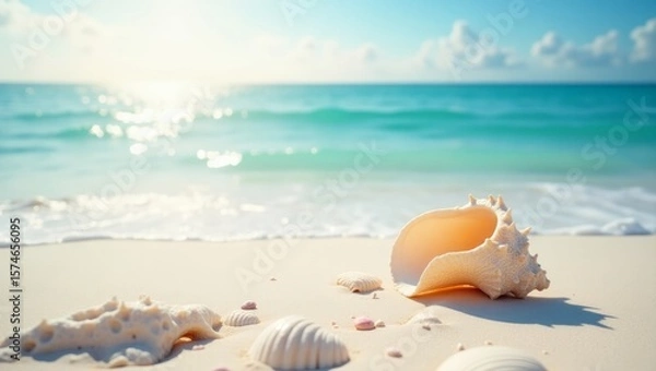 Fototapeta focused shell on the beach