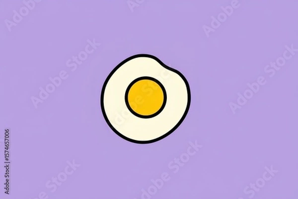 Fototapeta Illustration of a fried egg with a yellow yolk, set against a purple background, showcasing a delicious breakfast concept.
