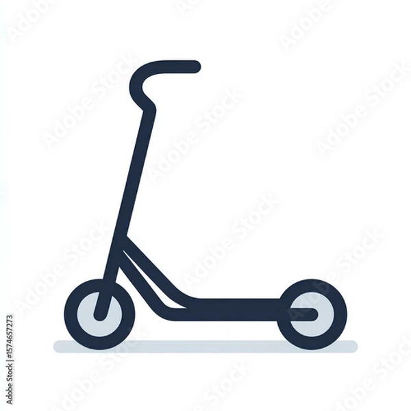 Fototapeta Creative flat design of a modern scooter using vibrant colors and geometric elements for visual appeal on a white background.