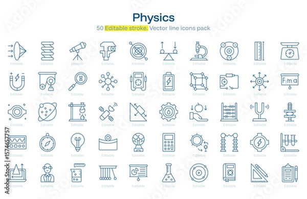 Obraz Physics line icon pack. Physics Stroke icon set. Editable Stroke icon