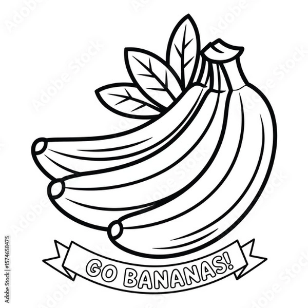 Obraz A simple black-and-white line sketch of a banana