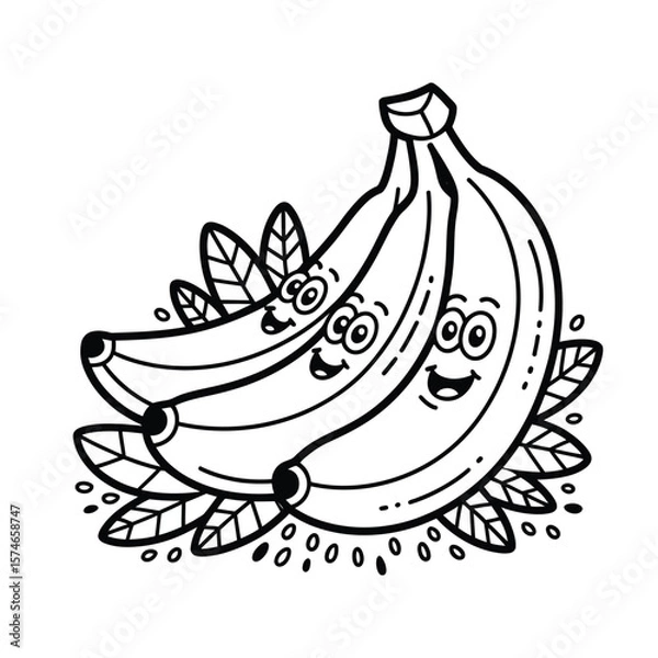 Obraz A simple black-and-white line sketch of a banana