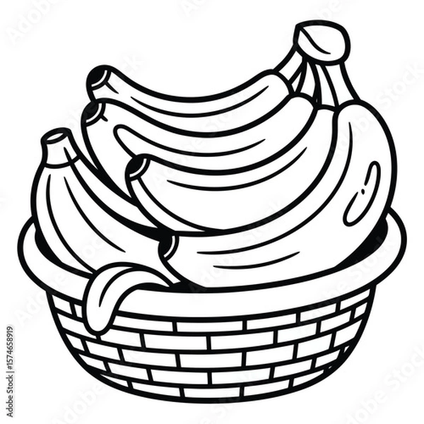 Obraz A simple black-and-white line sketch of a banana