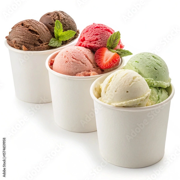 Fototapeta Food photography of delicious ice cream scoops, emphasizing their rich color and smooth texture.