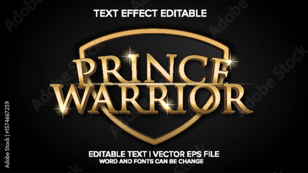 Obraz prince warrior text effect vector editable