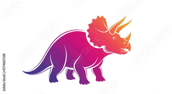 Fototapeta Creative Illustration of a Colorful Triceratops Dinosaurs as a Fun Character in a Playful Digital Art Environment