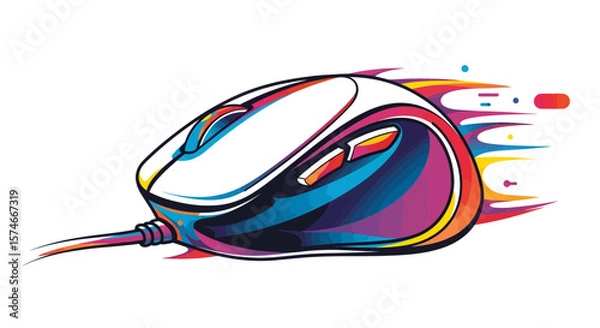 Fototapeta Gaming Mouse Illustration in Vibrant Colors, Focusing on Technology and Design