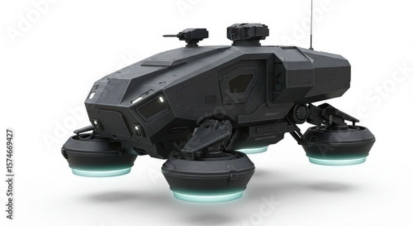 Obraz Futuristic Hovercraft Military Vehicle: Advanced Combat Design