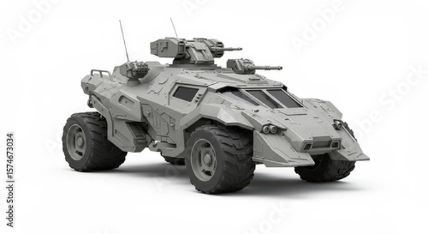 Obraz Futuristic Armored Vehicle: 3D Render of Military Combat Machine