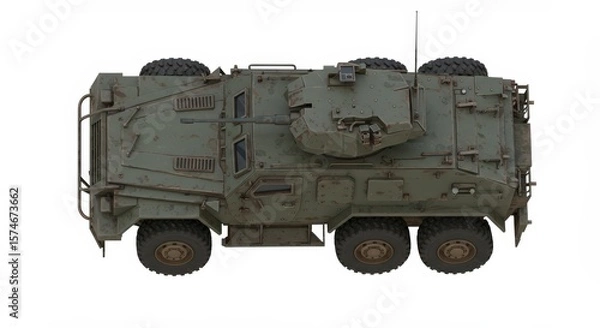 Obraz Top-Down View of a Military Armored Personnel Carrier