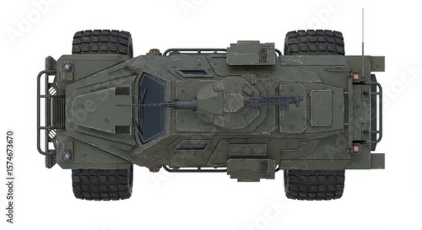 Obraz Top-Down View of a Military Armored Vehicle