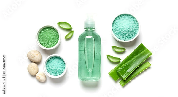 Obraz Aloe Vera Spa Products With Smooth Stones bath salts