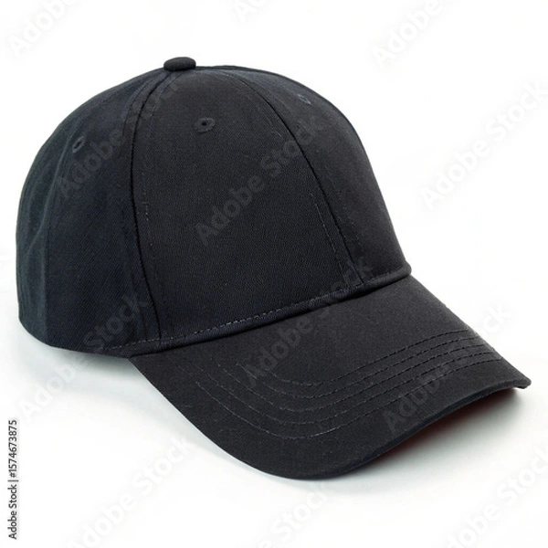 Fototapeta A blank black hat mockup, perfectly lit and isolated for branding and apparel design purposes.