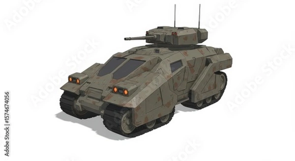 Obraz Military Tank 3D Model: Futuristic Armored Vehicle Design