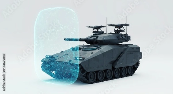 Obraz Futuristic Military Tank with Energy Shield
