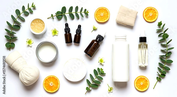 Obraz Natural skincare products with citrus and greenery