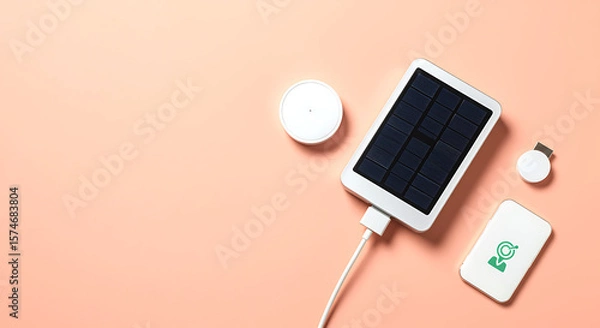 Obraz White solar charger and portable devices technology