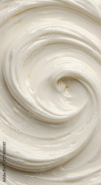 Fototapeta Close-up of smooth, creamy white swirl texture. Perfect for food, skincare, or abstract backgrounds. Ideal for design projects needing a clean, soft, and elegant visual element.


