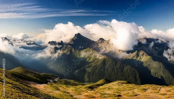 Fototapeta mountains and clouds