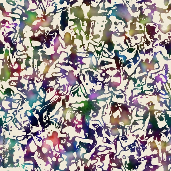 Fototapeta Watercolor Painted Abstract Doodles Pattern
