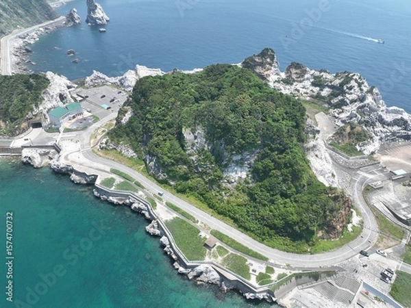 Obraz 和歌山県のドローンで撮影した絶景の白崎海洋公園