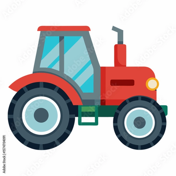 Fototapeta Tractor Side Silhouette Vector