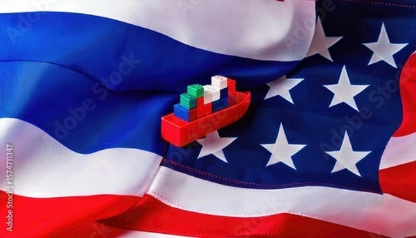 Obraz Concept of Trade and Shipping Between Thailand and the USA, Import Tariffs Poster Banner