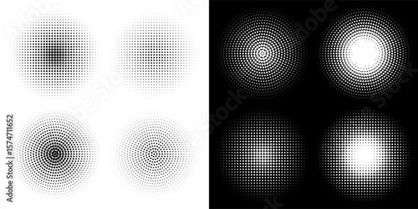 Fototapeta Halftone gradient. Dotted gradient, smooth dots spraying and halftones dot background seamless modern arts