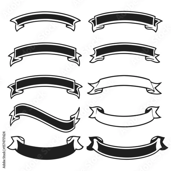 Obraz A versatile collection of vintage vector ribbons, banners, and scrolls for design and decoration