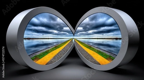 Fototapeta Infinity Loop Landscape Reflection on Water Surface
