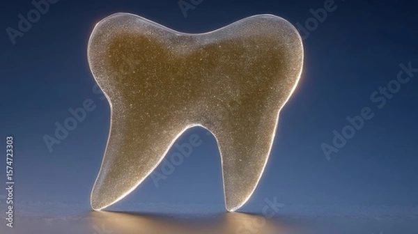 Fototapeta Transparent Tooth Shape Illuminated on Blue Background