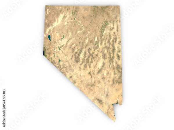 Fototapeta Realistic map of Nevada isolated on transparent background. Contains modified Copernicus Sentinel data 2025.