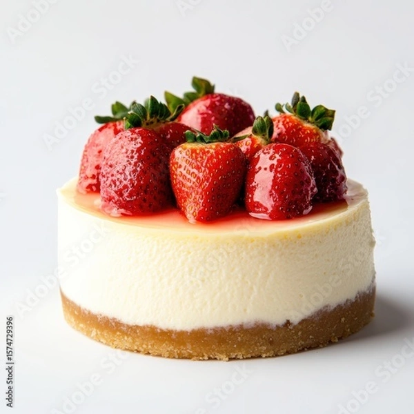 Obraz Delicious Strawberry Cheesecake with Fresh Toppings and Glaze