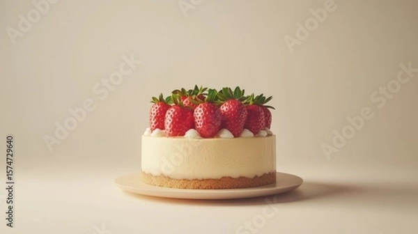 Obraz Delightful Strawberry Cheesecake with Fresh Fruits on Top