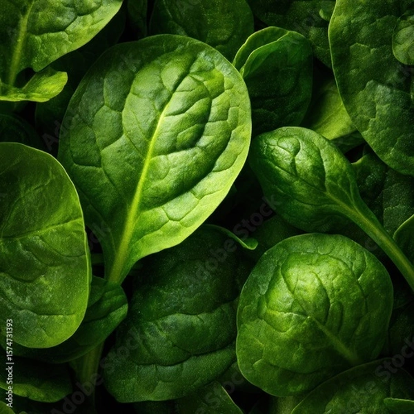 Obraz Fresh and Healthy Green Spinach Leaves for Cooking and Salads