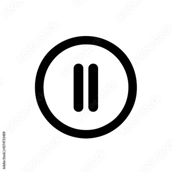 Fototapeta Minimalistic black and white pause button icon in vector style  